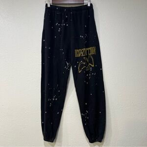 Led Zeppelin Paint Splatter Jogger Black Yellow Rock Sweatpants Pants Size Small